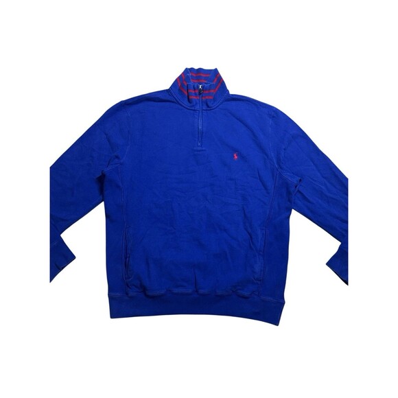 Polo Ralph Lauren Sweater‎ 1/4 Zip Pullover Sweatshirt Rugby Striped W/ Pockets - Picture 1 of 5